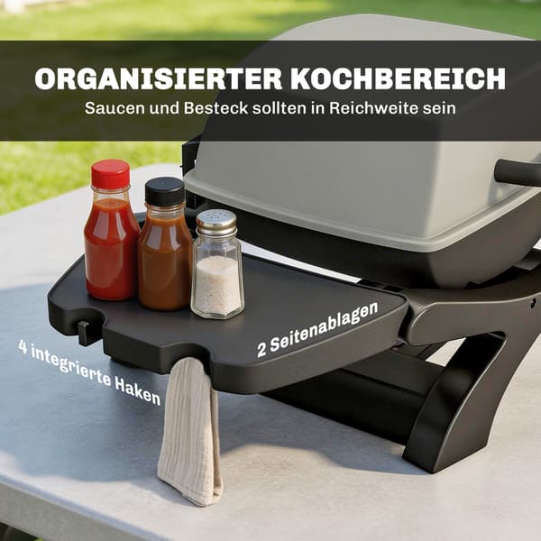Bordgrill 23x71 cm Sort Støbejern