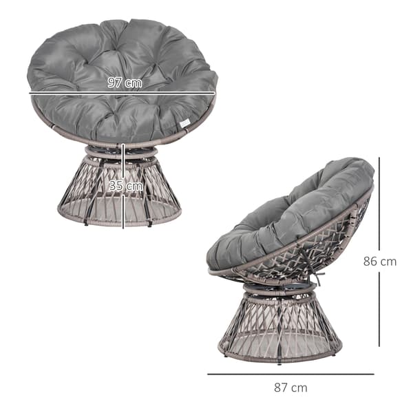 Papasan stol, 87x97x86 cm, grå