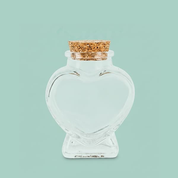 Sæt med hjerteformede glasflasker 7,5x6x4 cm transparent glas, Kodustaar