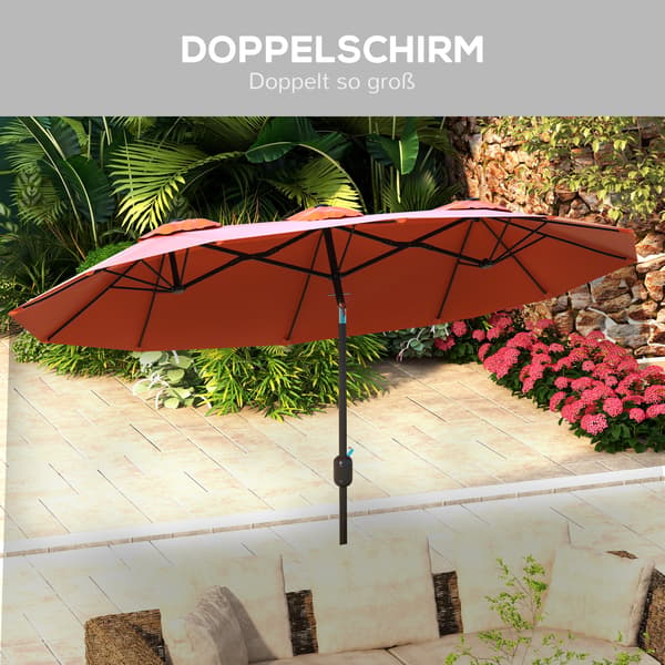 Parasoll 295x152 cm Röd, polyester, justerbar