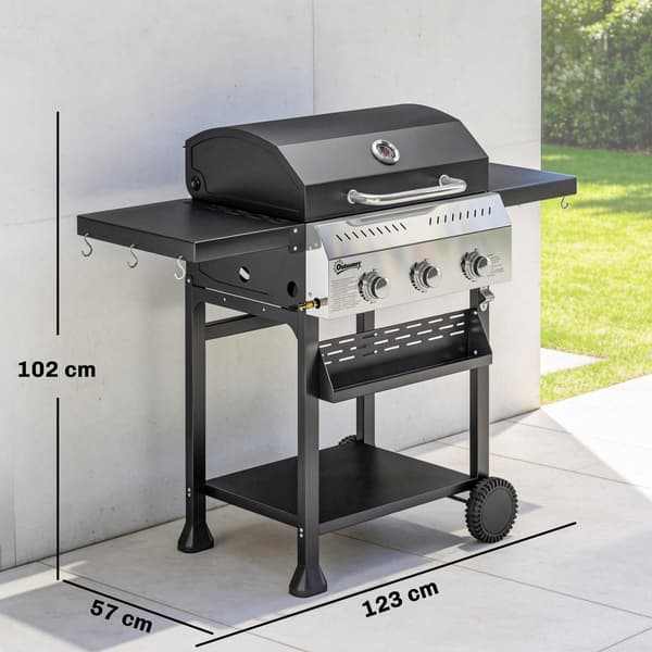 Gasgrill 123x57x102 cm Sort Rustfrit Stål