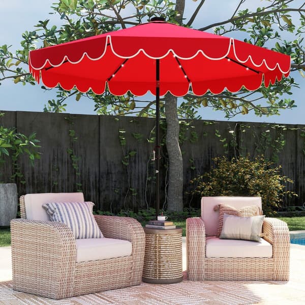 Parasol med LED-belysning 307x253 cm rød