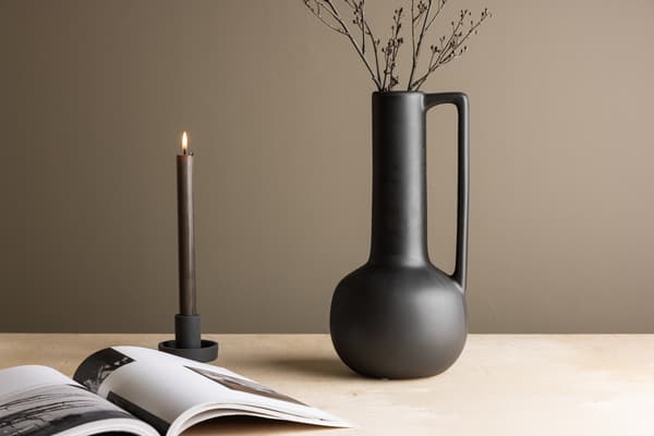Vase Allis, 18x18x36 cm, Sort Stentøj
