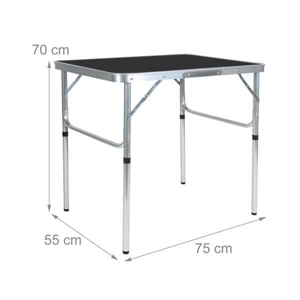 Campingbord, 70x75x55 cm, Svart/Silver, Fällbart, Kodustaar
