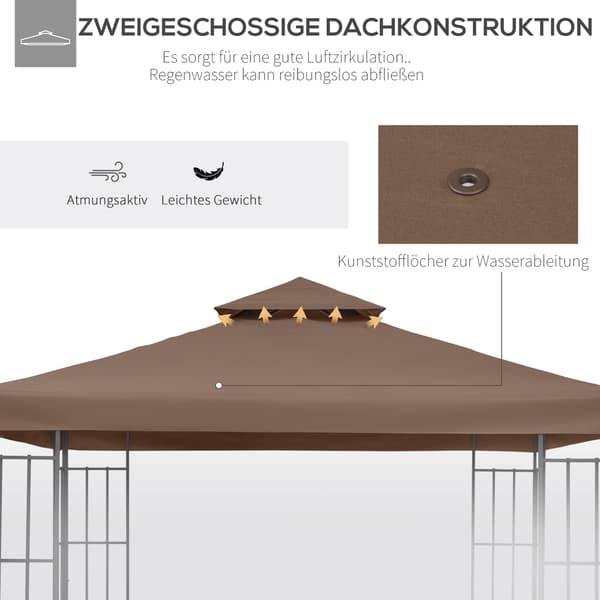 Pavillon erstatningsdug, 300x300 cm, Brun