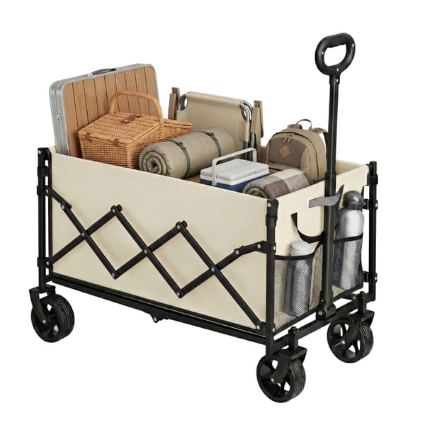 Hopfällbar vagn 42x67x90,5 cm Beige stål