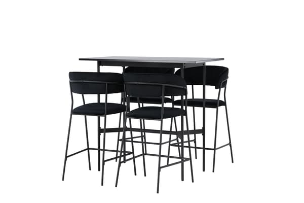 Barbord og barstol sæt 120x60 cm sort MDF og PU