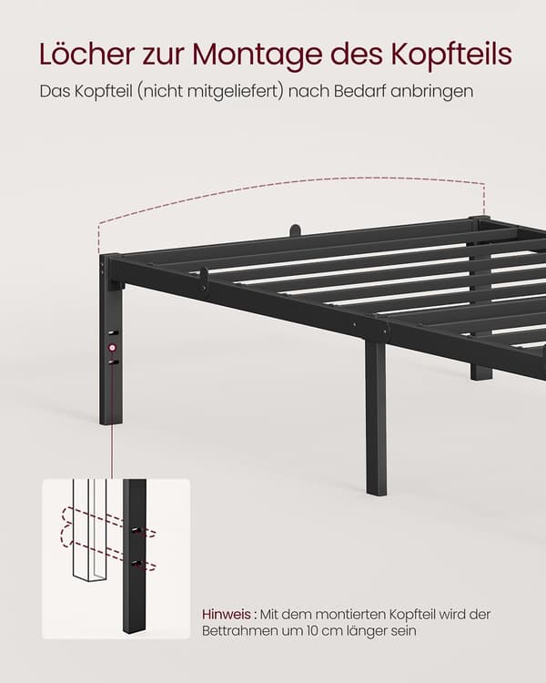 Sengeramme, 90x200 cm, Sort