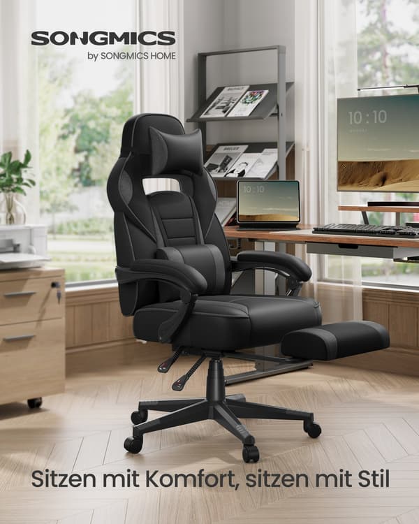 Gamingstol 70x70x112-122 cm Sort