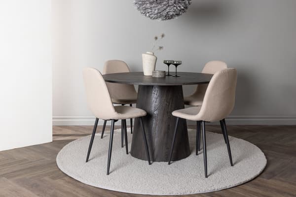 Spisebord og stole sæt Lanzo 120 cm brun sort beige