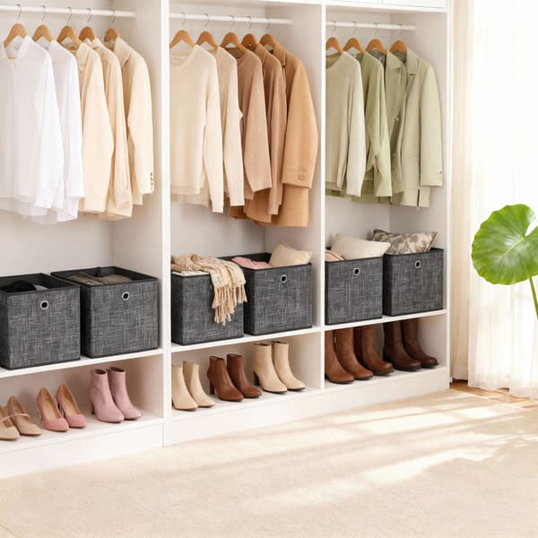Förvaringslåda set, 30x30x30 cm, Beige, Tyg