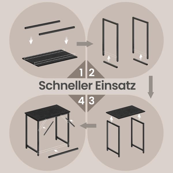 Skrivebord, 50x80x76 cm, Sort