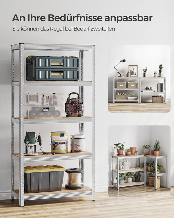 Reol 90x40x180 cm Ecru Stål