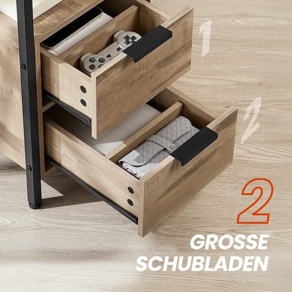 Sidebord, 60x35x61 cm, Brun-Sort, Træ-Stål