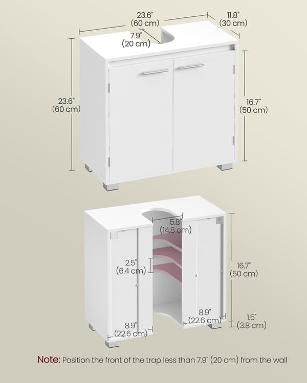 Underskab til vask 60x30x60 cm Hvid MDF