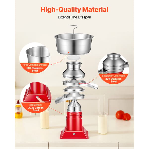 Mælkecreme separator 4,5L skål 60L/t rustfrit stål