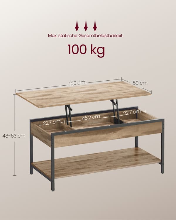 Sofabord 50x100 cm Brun-Sort Træ-Stål
