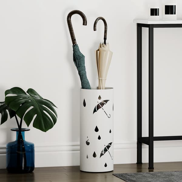 Paraplyställ 17x41 cm Vit Stål