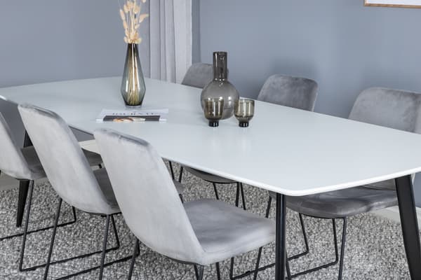 Spisebord og stole sæt Polar Elips 240x100x75 cm Sort Grå