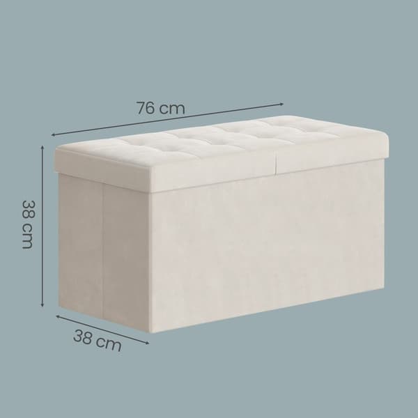 Oppbevaringsbenk 38x76x38 cm Hvit Fløyel
