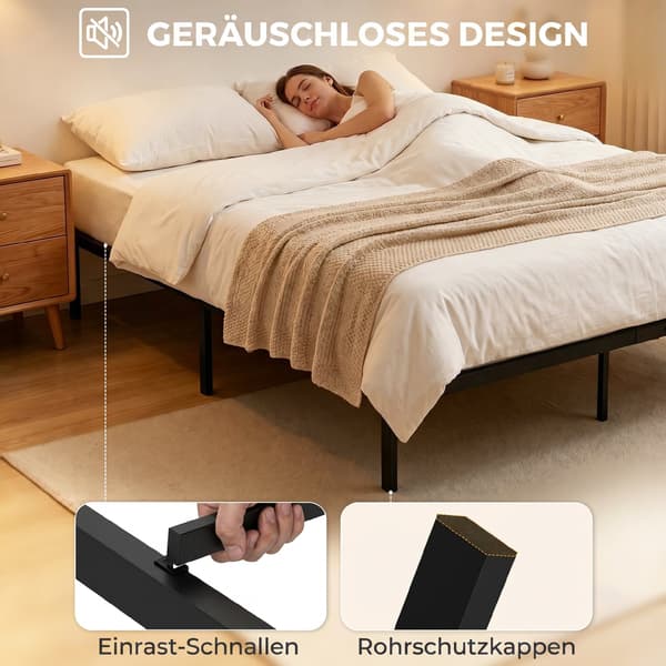 Sengeramme 140x200 cm 200,5x141x35,5 cm sort