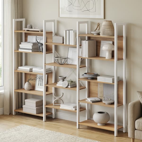 Bogreol 158x24x166 cm Brun-Sort Træ og Stål