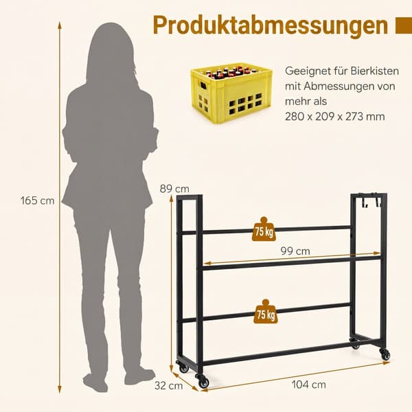 Drink Crate Rack 2-niveau 103x30,5x88,4 cm sort