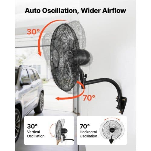 Vægbeslag ventilator 51x54x70 cm sort