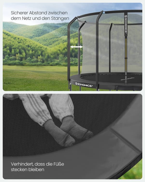 Trampolin 366 cm Svart Stål