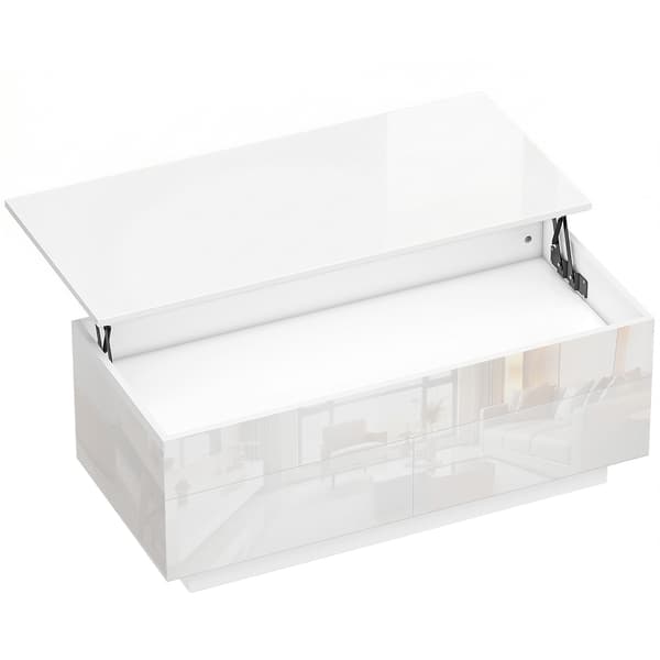 Soffbord, Höjdjusterbart, 102x48x40 cm, Vit, Förvaring