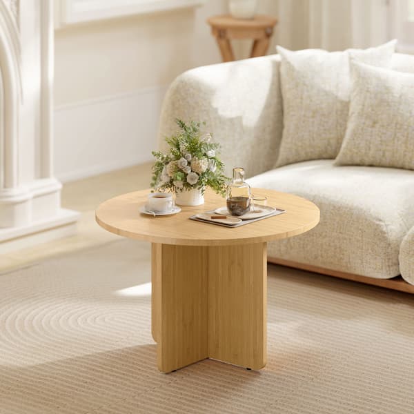 Soffbord, 66x66x45 cm, Natur, Bambu
