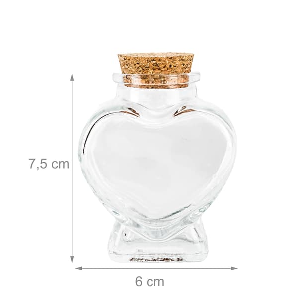 Sæt med hjerteformede glasflasker 7,5x6x4 cm transparent glas, Kodustaar