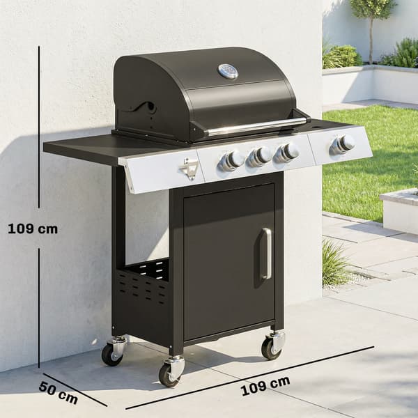 Gasgrill 109x50x109 cm Sort Rustfrit Stål