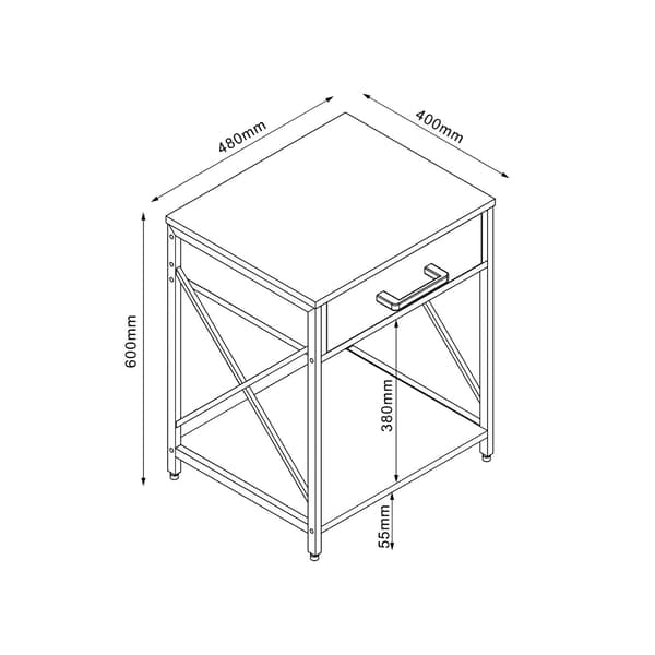 Sidebord 48x40x60 cm Sort ask metal
