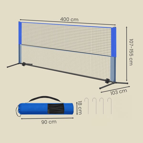 Badminton-nät, 400x103 cm, Blå