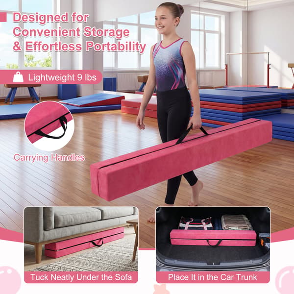Sammenklappelig balancebom 210x10x6,4 cm rosa