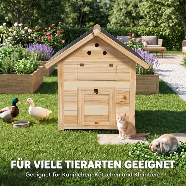 Andehus 78x90x92 cm natur/sort