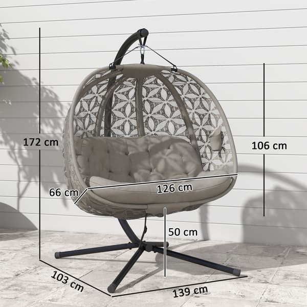 Hängstol med stativ 126x126x176 cm Sand Fällbar Polyester
