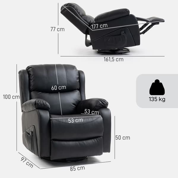 Massagestol, 97x92x104 cm, Sort, Kunstlæder