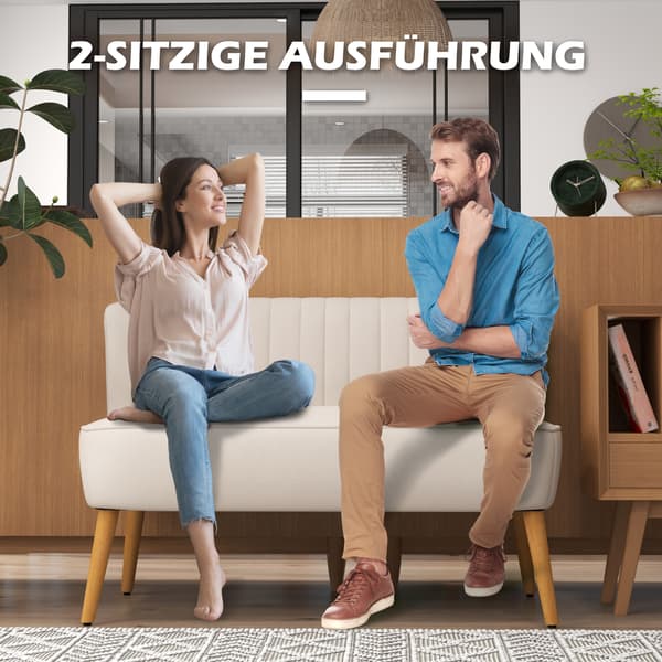 Soffa 2-sits 117x56,5x77 cm Vit Trä