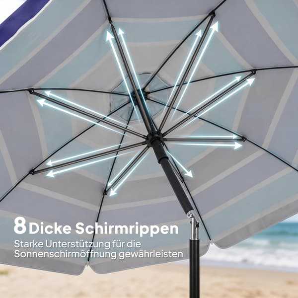 Strandparasol 198x214 cm Multifarvet Foldbart Bord