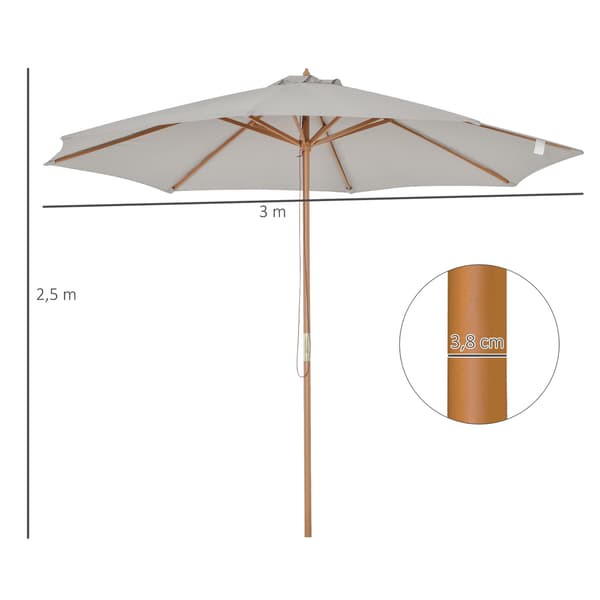 Patiosateenvarjo, 300x250 cm, Harmaa, Bambua