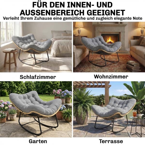 Gungstol 87x110x70 cm Grå Rattan