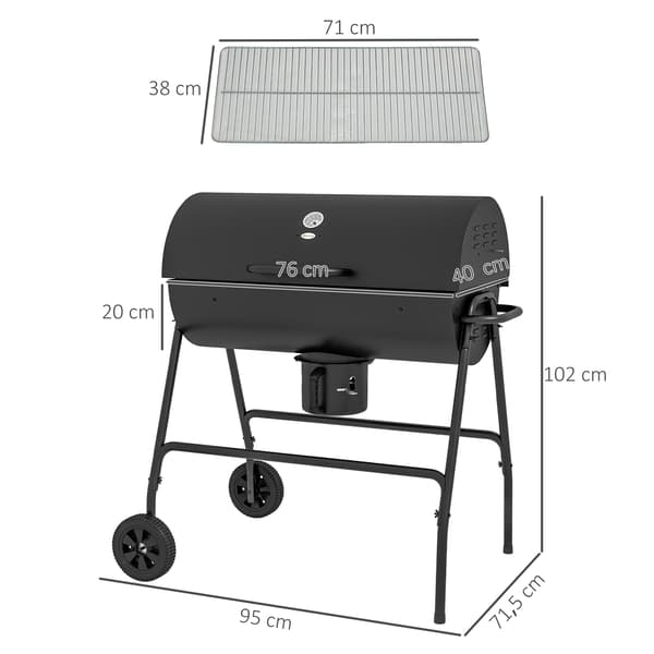 Hiiligrilli, 95x71,5x102 cm, Musta