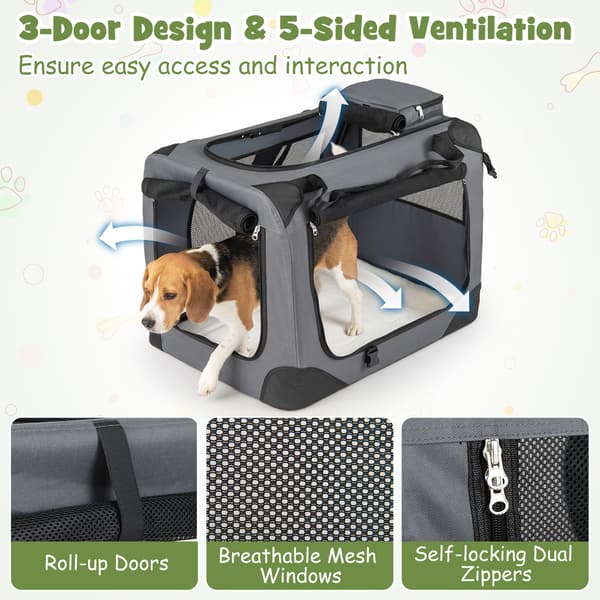 Sammenklappelig blød hundekasse 72x52,5x52,5 cm grå