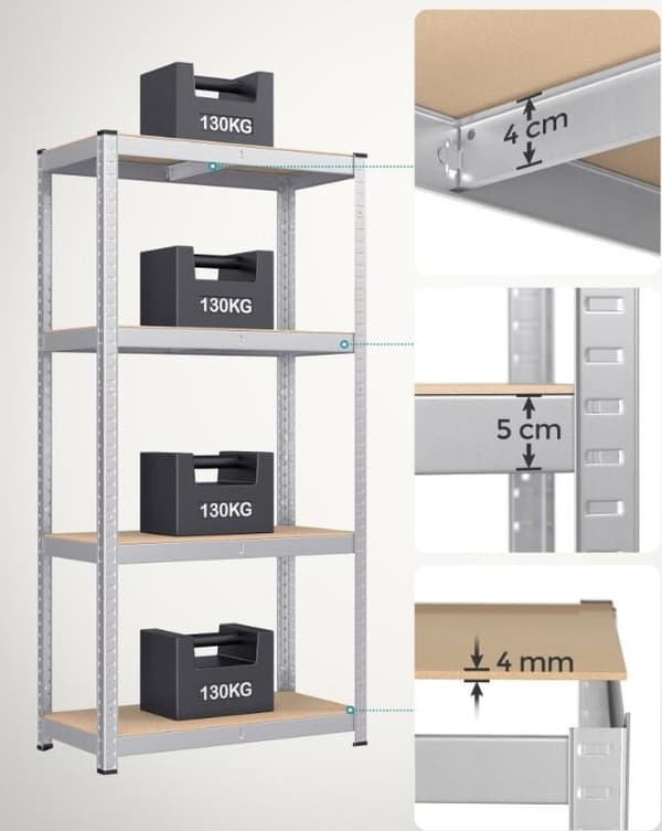 Hyllsystem Set om 2 Stål och MDF Justerbar