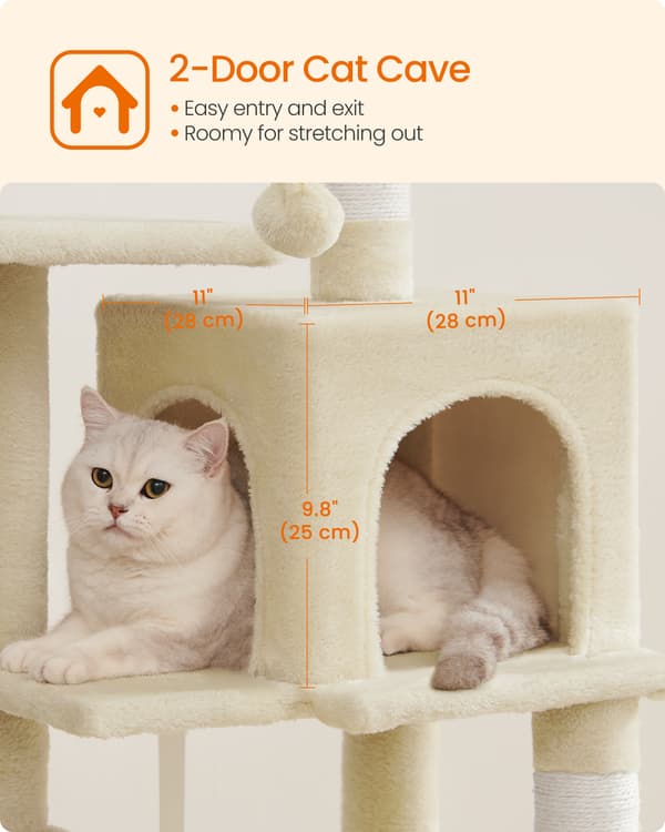 Kattträd 45x35x112 cm Beige Tyg