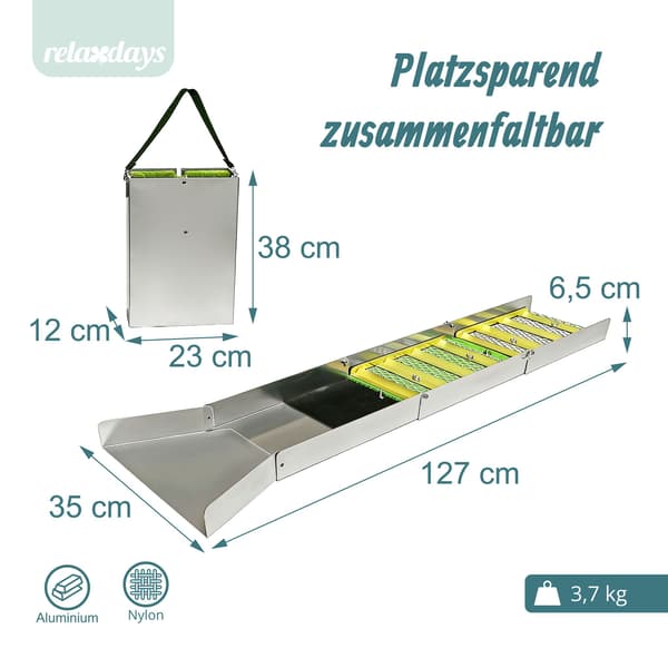 Sluice Box 6,5x35x127 cm Silver Aluminium Fällbar, Kodustaar