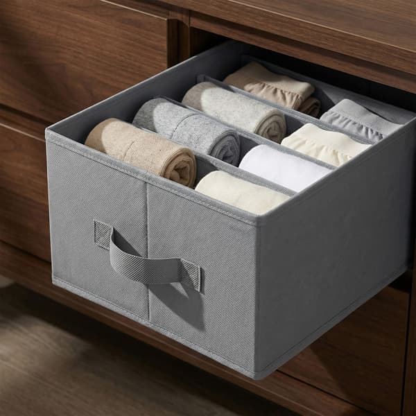 Garderobsorganisatör Set Förvaringslåda 42x30x17 cm Grå Tyg