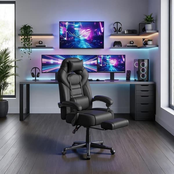 Gamingstol 70x70x122 cm Sort Velour Læderlook